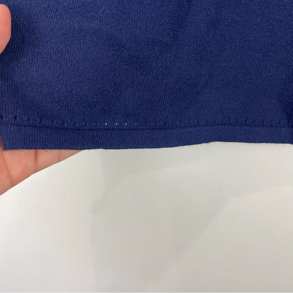 J. McLaughlin Navy Blue Cotton Sweater Ruffle Trim Sleeves Size XS - Picture 7 of 7